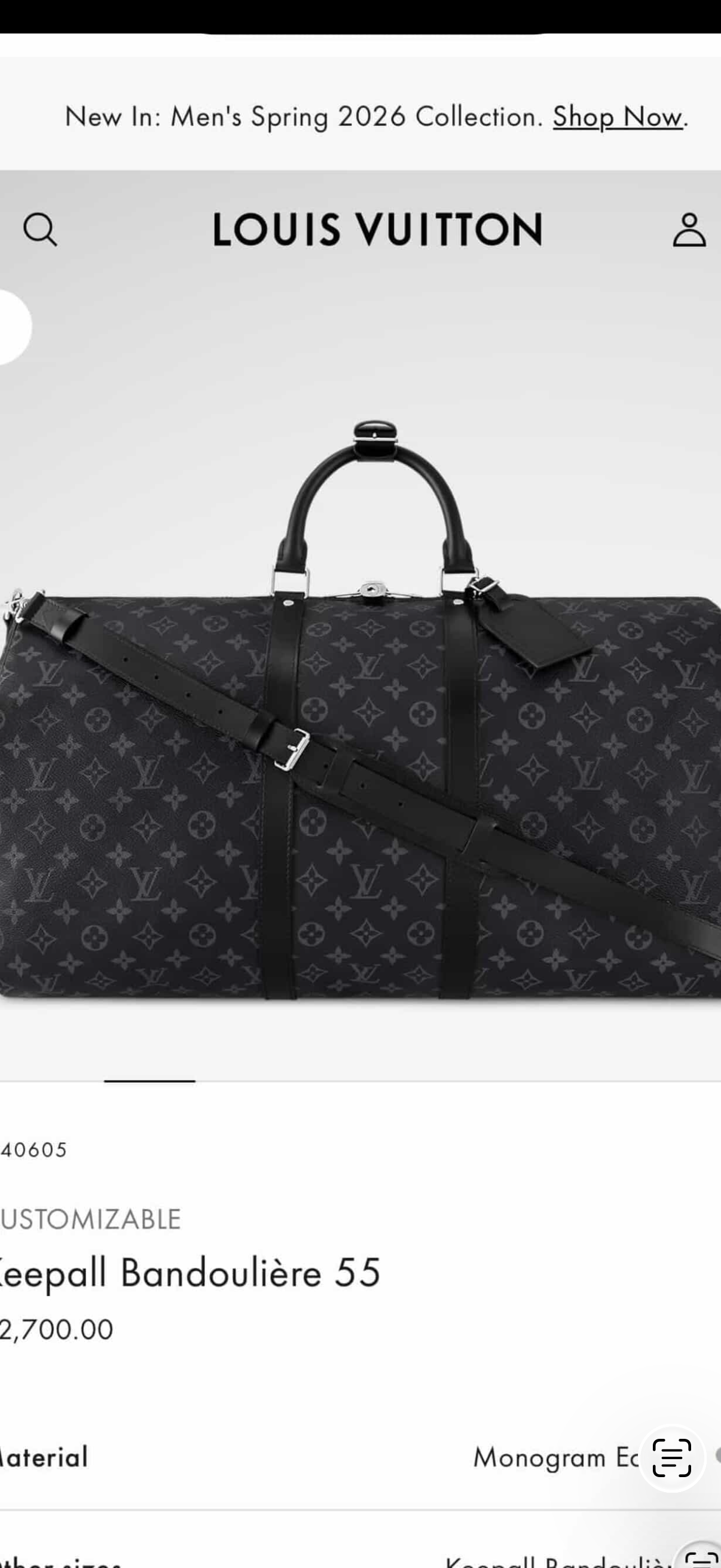 LV black flower duffle bag
