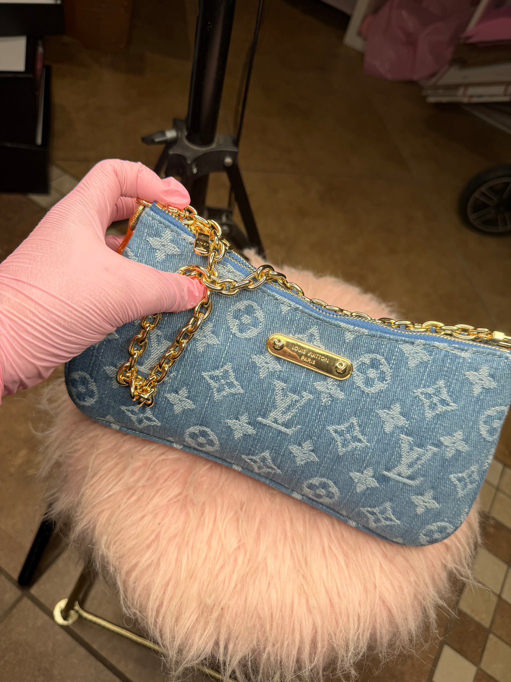 LV Blue Denim Pochette