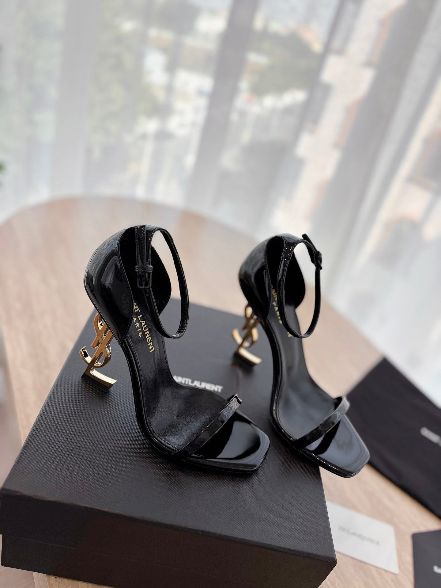 YSL black/gold heels