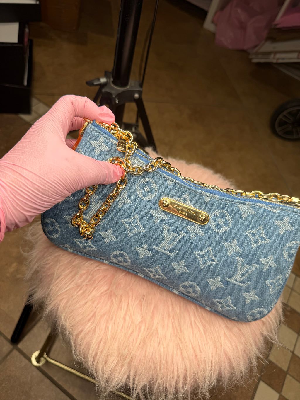 LV Blue Denim Pochette