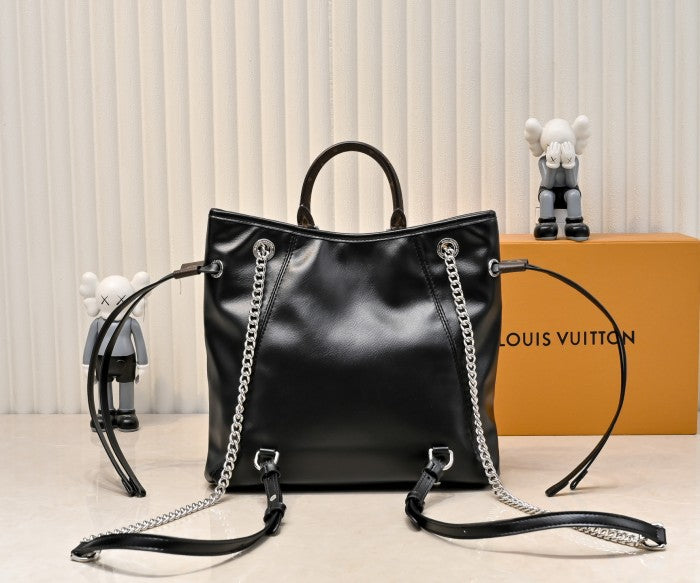 LV black leather bag