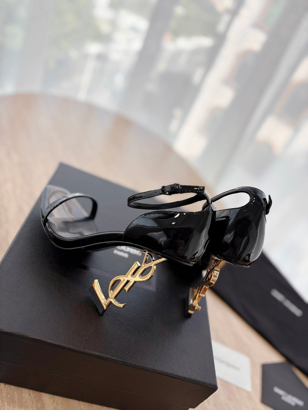 YSL black/gold heels