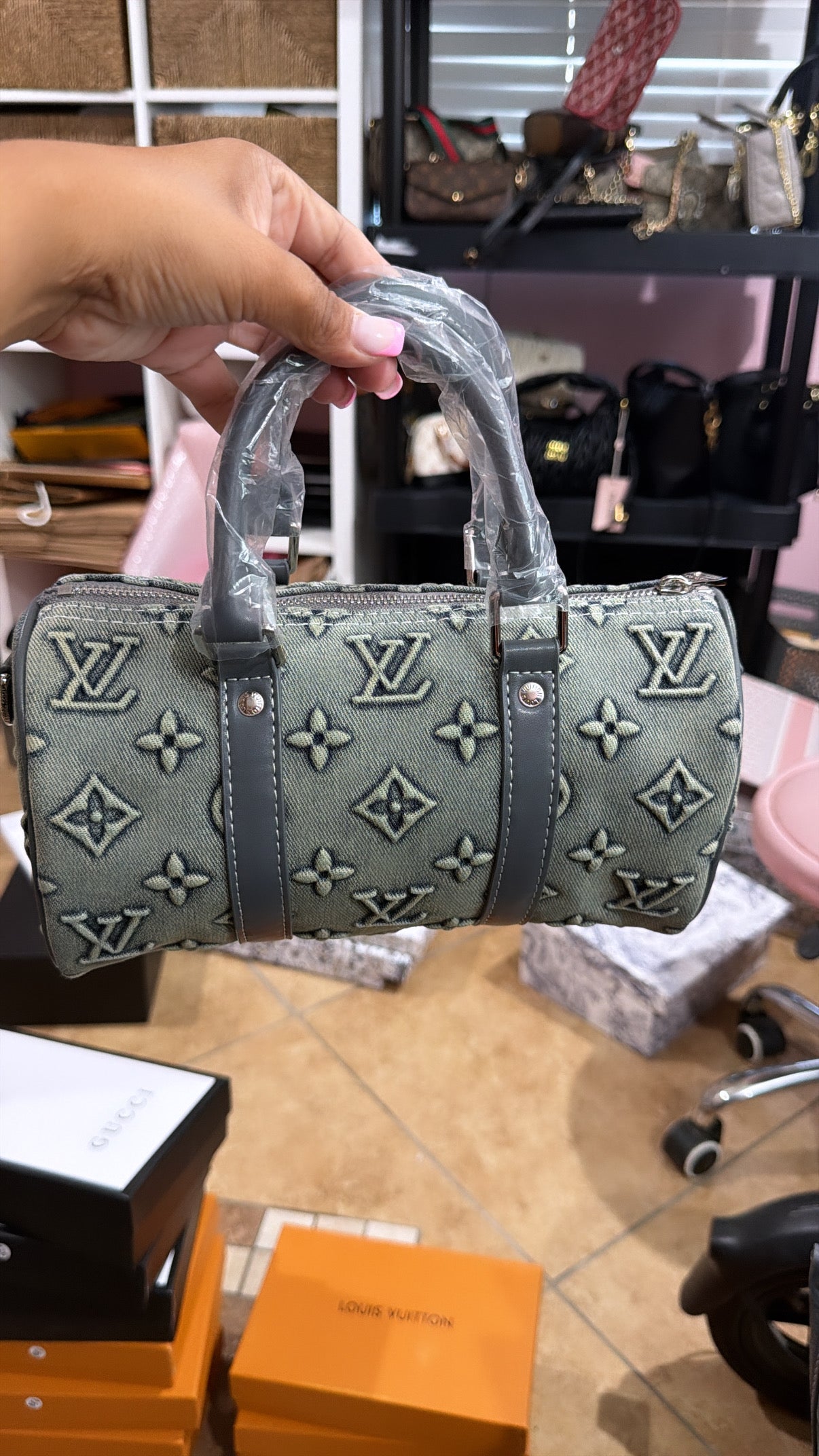 Gray LV bag