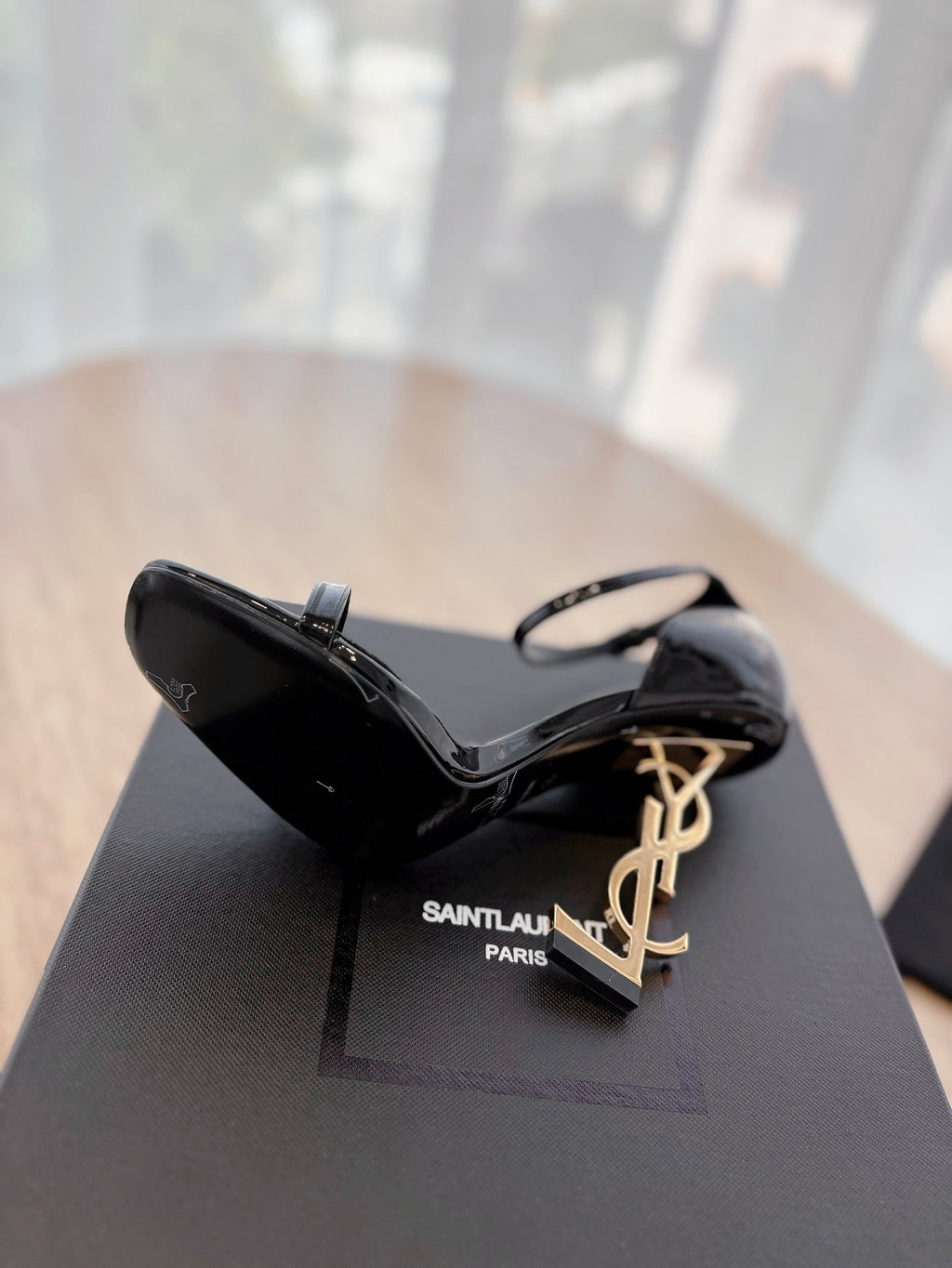 YSL black/gold heels