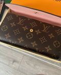 LV brownflower wallet pink inside