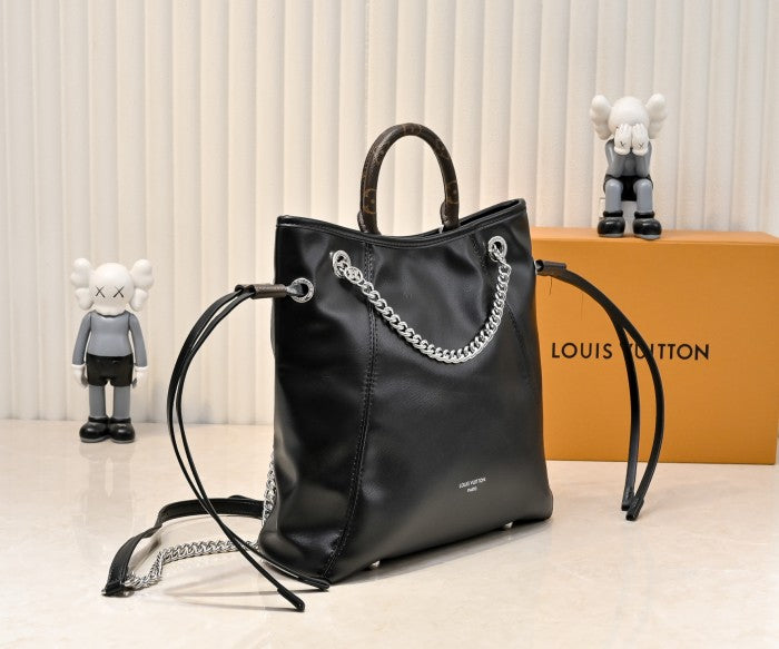 LV black leather bag