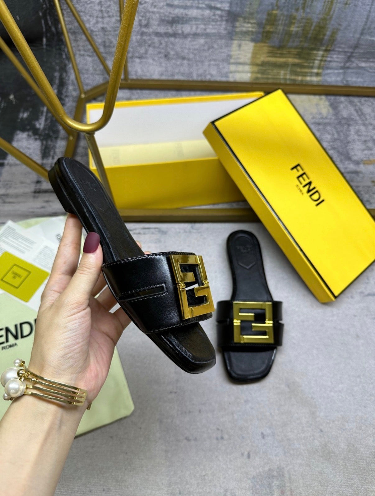 Fendi black sandals