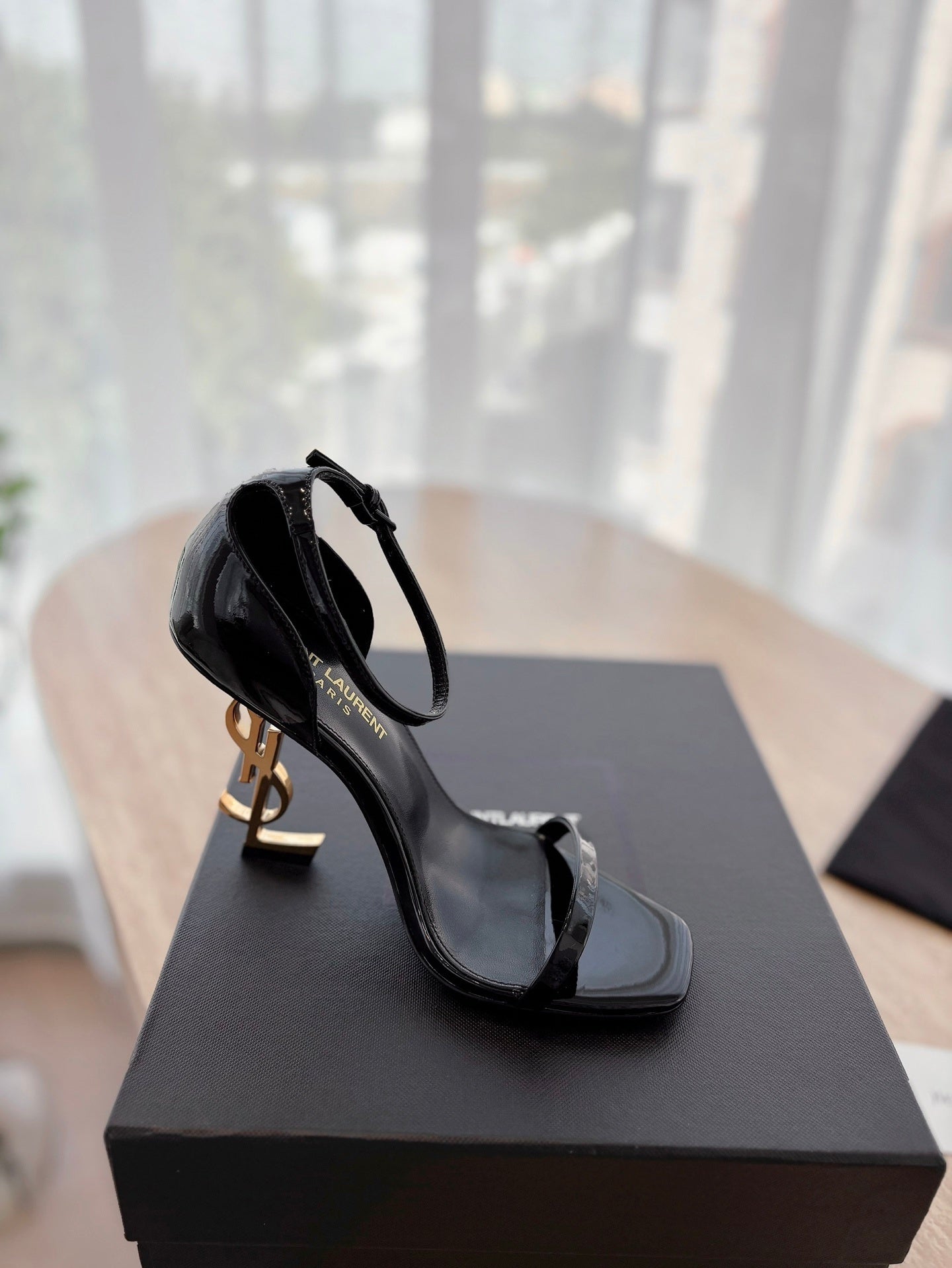 YSL black/gold heels