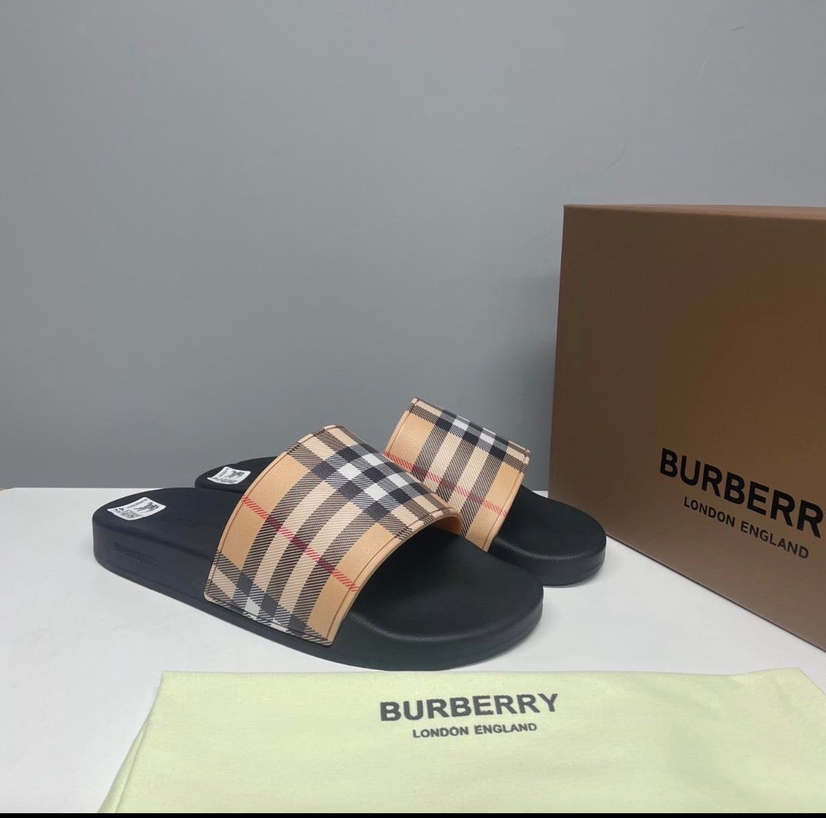 Brown Burberry slides